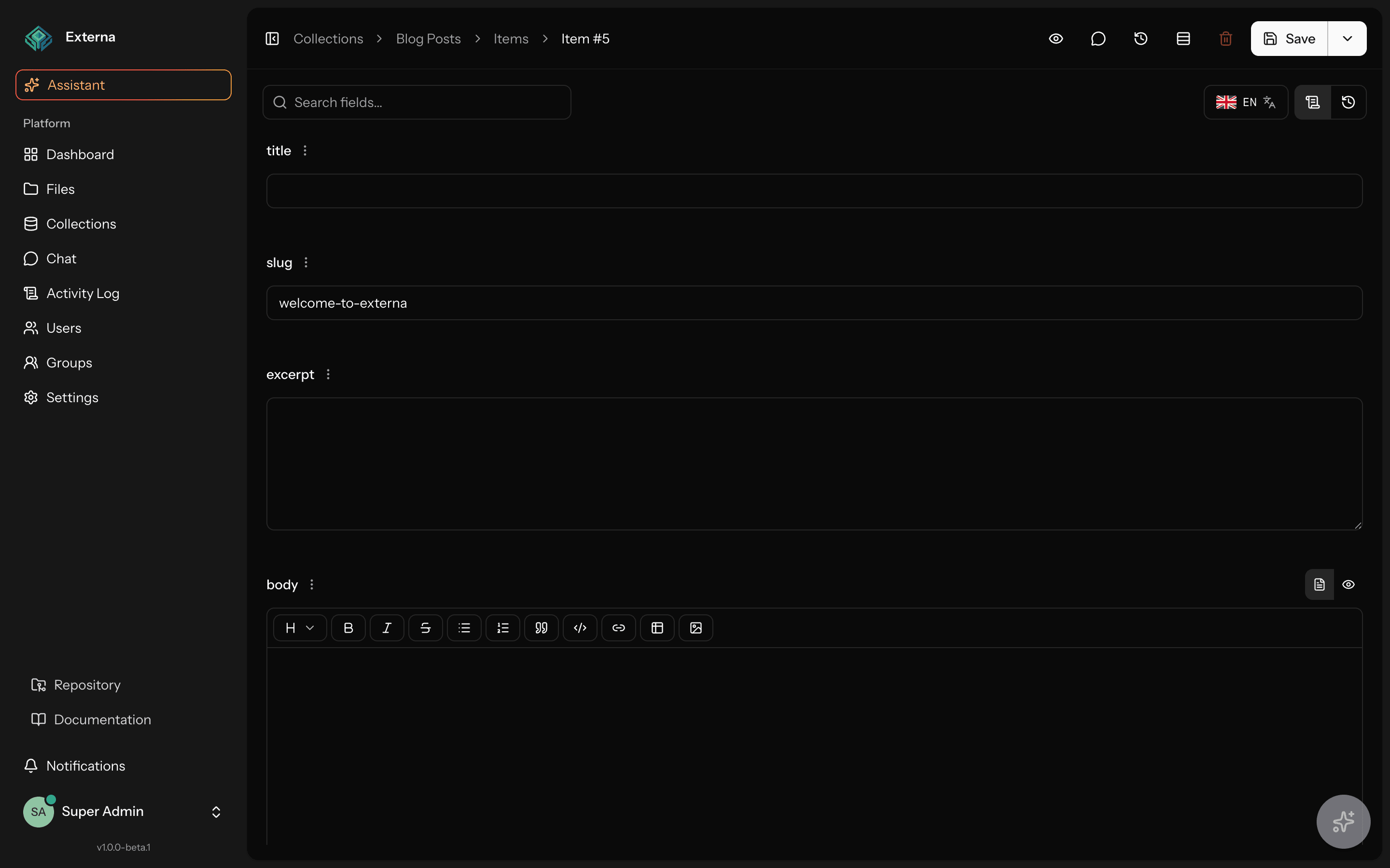 Collection item editor