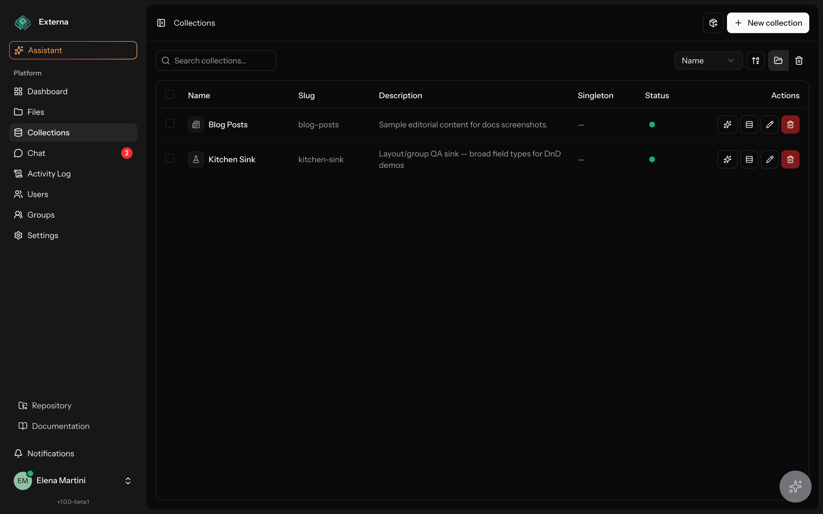 Collections list