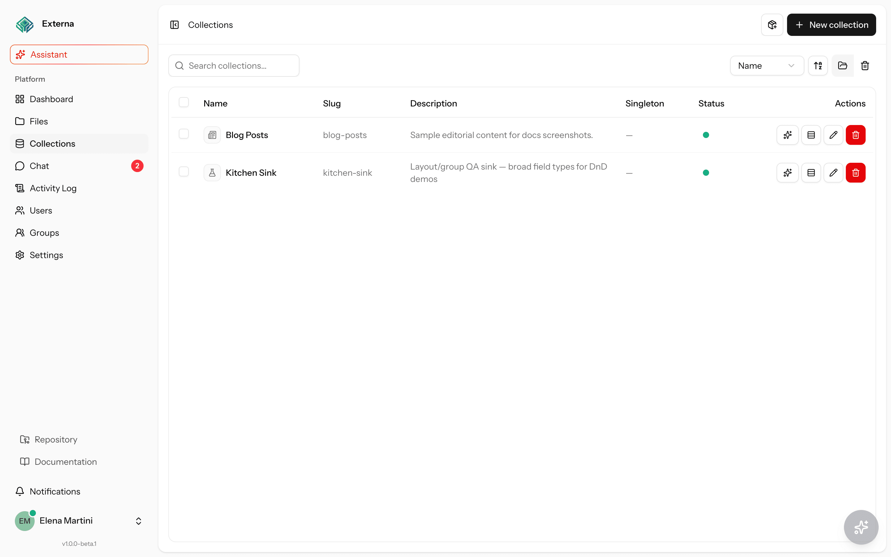 Collections list